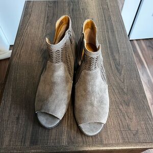 Women's Suede Peep-Toe Ankle Boots